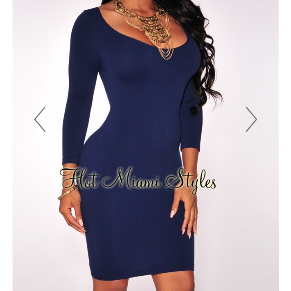Hot Miami Styles Navy Seamless Perfect Fit Dress